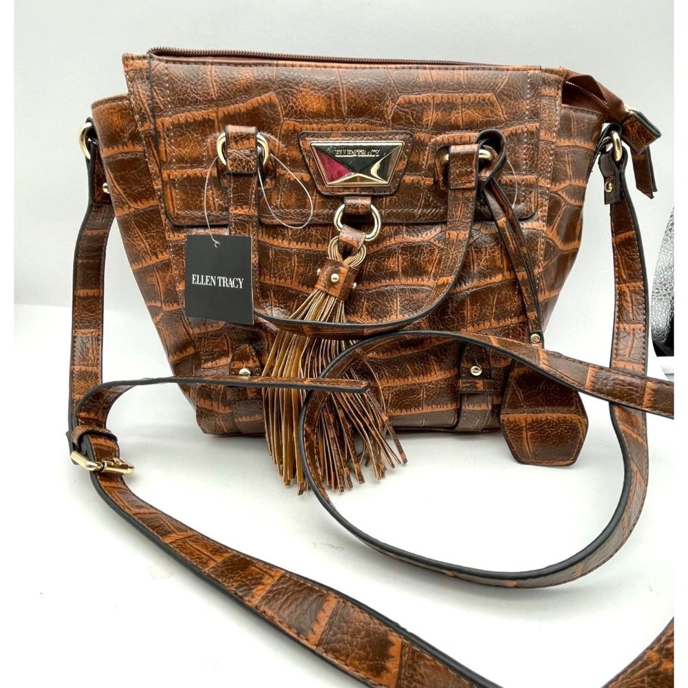 Ellen Tracy Croc/Alligator Shoulder Bag Purse NWT